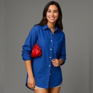 Anthropologie Maeve Bennet royal blue button up shirt size XS